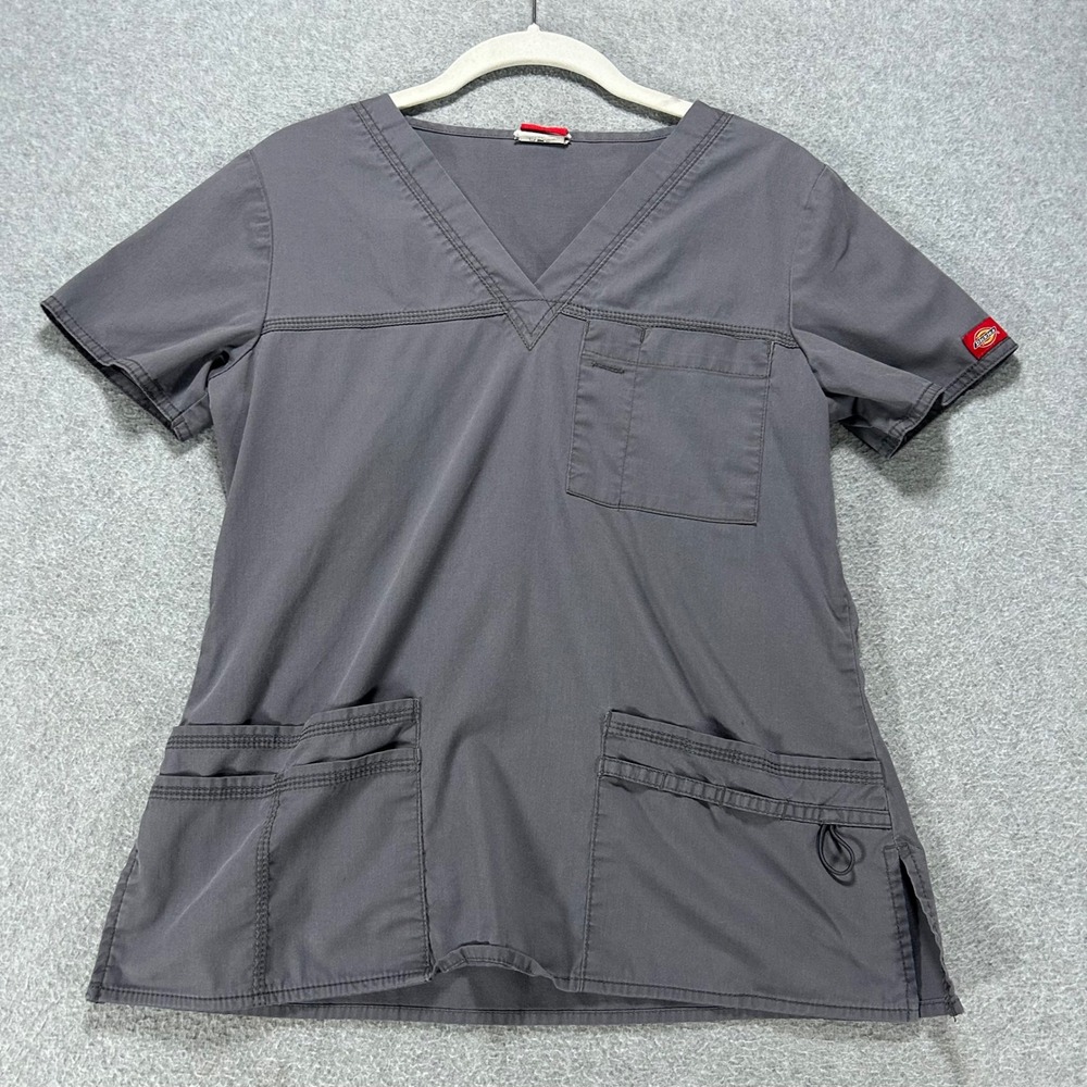 Dickies Scrub Top 817455 Womens XS Pewter Grey Medical Professional Utility